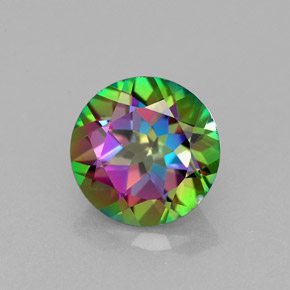 Topacio místico multicolor natural de 2,34 ct, corte redondo, VVS
