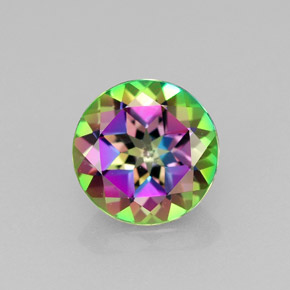 Topacio místico multicolor natural de 2,33 ct, corte redondo, VVS