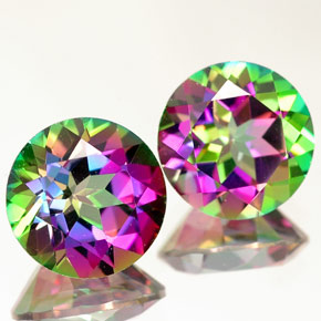 Gemas de topacio místico multicolor natural de  ct, corte redondo, VVS