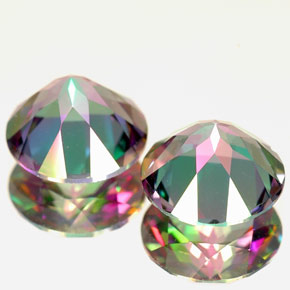 Gemas de topacio místico multicolor natural de  ct, corte redondo, VVS