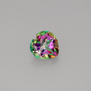 Topacio místico multicolor natural de 0,96 ct, forma de corazón, VVS-VS