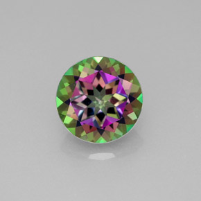 Topacio místico multicolor natural de 2,19 ct, corte redondo, VVS