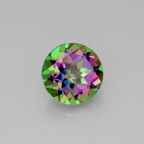 Topacio místico multicolor natural de 2,19 ct, corte redondo, VVS