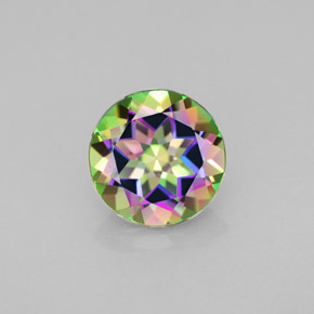 Topacio místico multicolor natural de 2,18 ct, corte redondo, VVS