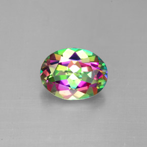 Topacio místico multicolor natural de 2,11 ct, corte óvalo, VVS-VS