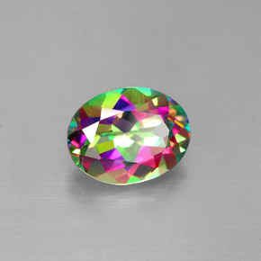 Topacio místico multicolor natural de 2,11 ct, corte óvalo, VVS-VS