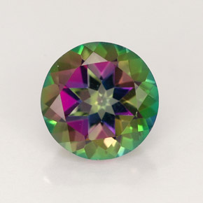Topacio místico multicolor natural de 2,53 ct, corte redondo, VVS-VS