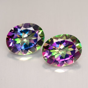 Gemas de topacio místico multicolor natural de  ct, corte óvalo, VVS