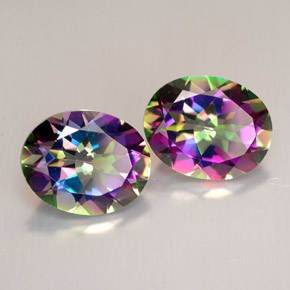 Gemas de topacio místico multicolor natural de  ct, corte óvalo, VVS