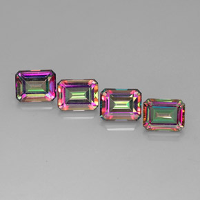 Gemas de topacio místico multicolor natural de  ct, corte esmeralda, VVS-VS
