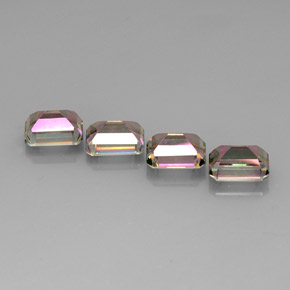 Gemas de topacio místico multicolor natural de  ct, corte esmeralda, VVS-VS