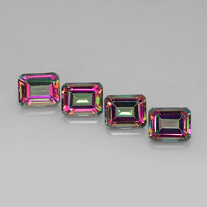 Gemas de topacio místico multicolor natural de  ct, corte esmeralda, VVS-VS