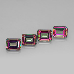 Gemas de topacio místico multicolor natural de  ct, corte esmeralda, VVS-VS