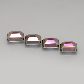 Gemas de topacio místico multicolor natural de  ct, corte esmeralda, VVS-VS
