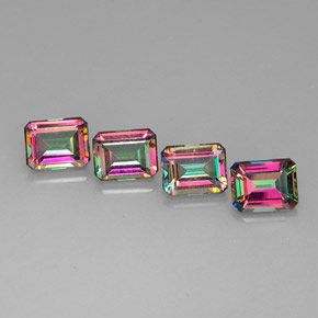 Gemas de topacio místico multicolor natural de  ct, corte esmeralda, VVS-VS