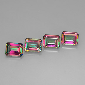 Gemas de topacio místico multicolor natural de  ct, corte esmeralda, VVS-VS