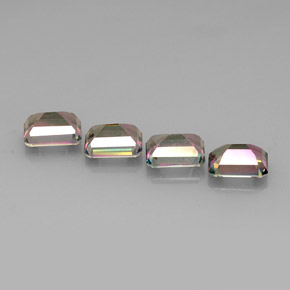 Gemas de topacio místico multicolor natural de  ct, corte esmeralda, VVS-VS
