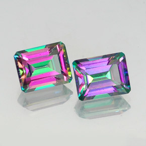 Gemas de topacio místico multicolor natural de  ct, corte esmeralda, VVS-VS
