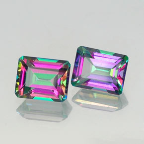 Gemas de topacio místico multicolor natural de  ct, corte esmeralda, VVS-VS