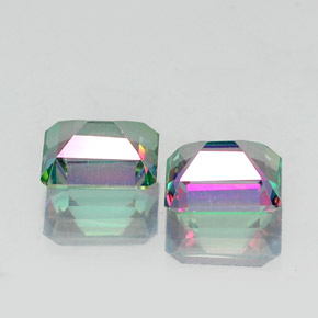 Gemas de topacio místico multicolor natural de  ct, corte esmeralda, VVS-VS