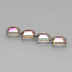 Gemas de topacio místico multicolor natural de  ct, corte esmeralda, VVS-VS
