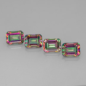 Gemas de topacio místico multicolor natural de  ct, corte esmeralda, VVS-VS
