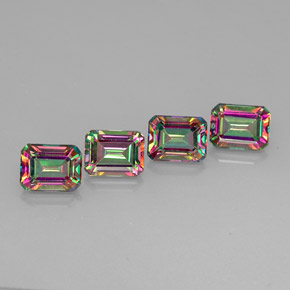 Gemas de topacio místico multicolor natural de  ct, corte esmeralda, VVS-VS