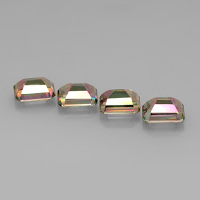 Gemas de topacio místico multicolor natural de  ct, corte esmeralda, VVS-VS
