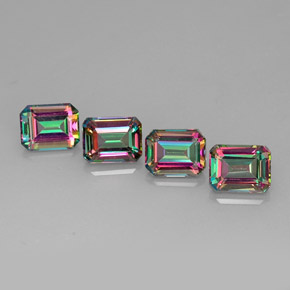 Gemas de topacio místico multicolor natural de  ct, corte esmeralda, VVS-VS