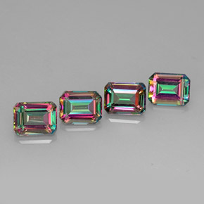 Gemas de topacio místico multicolor natural de  ct, corte esmeralda, VVS-VS