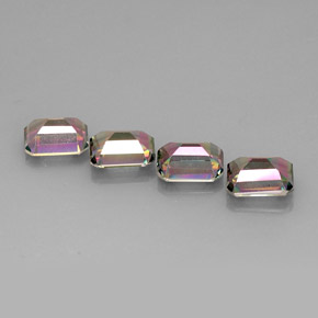 Gemas de topacio místico multicolor natural de  ct, corte esmeralda, VVS-VS