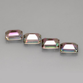 Gemas de topacio místico multicolor natural de  ct, corte esmeralda, VVS-VS