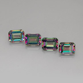 Gemas de topacio místico multicolor natural de  ct, corte esmeralda, VVS-VS