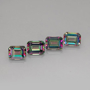 Gemas de topacio místico multicolor natural de  ct, corte esmeralda, VVS-VS