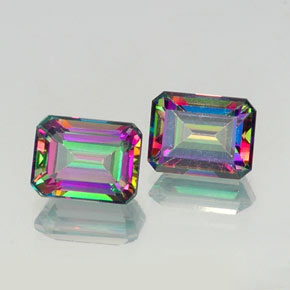Gemas de topacio místico multicolor natural de  ct, corte esmeralda, VVS-VS