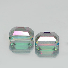 Gemas de topacio místico multicolor natural de  ct, corte esmeralda, VVS-VS