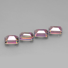 Gemas de topacio místico multicolor natural de  ct, corte esmeralda, VVS-VS