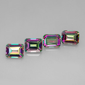 Gemas de topacio místico multicolor natural de  ct, corte esmeralda, VVS-VS