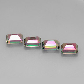Gemas de topacio místico multicolor natural de  ct, corte esmeralda, VVS-VS