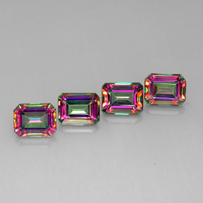 Gemas de topacio místico multicolor natural de  ct, corte esmeralda, VVS-VS