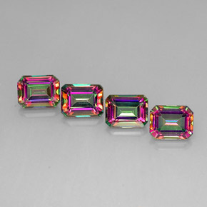 Gemas de topacio místico multicolor natural de  ct, corte esmeralda, VVS-VS