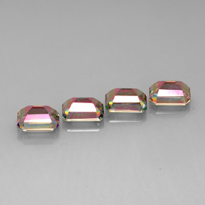 Gemas de topacio místico multicolor natural de  ct, corte esmeralda, VVS-VS