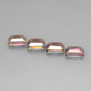 Gemas de topacio místico multicolor natural de  ct, corte esmeralda, VVS-VS