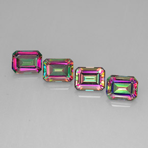 Gemas de topacio místico multicolor natural de  ct, corte esmeralda, VVS-VS