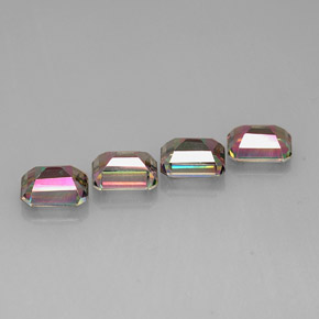 Gemas de topacio místico multicolor natural de  ct, corte esmeralda, VVS-VS