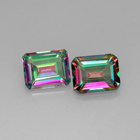 Gemas de topacio místico multicolor natural de  ct, corte esmeralda, VVS-VS