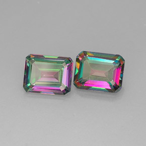 Gemas de topacio místico multicolor natural de  ct, corte esmeralda, VVS-VS
