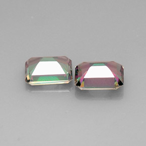 Gemas de topacio místico multicolor natural de  ct, corte esmeralda, VVS-VS