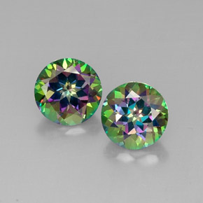 Gemas de topacio místico multicolor natural de  ct, corte redondo, VVS-VS