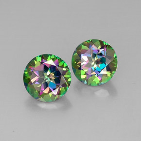 Gemas de topacio místico multicolor natural de  ct, corte redondo, VVS-VS